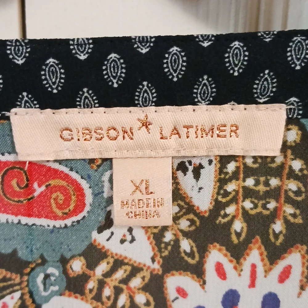 Gibson Latimer sheer tie peasant style top blouse - XL - Picture 3 of 7